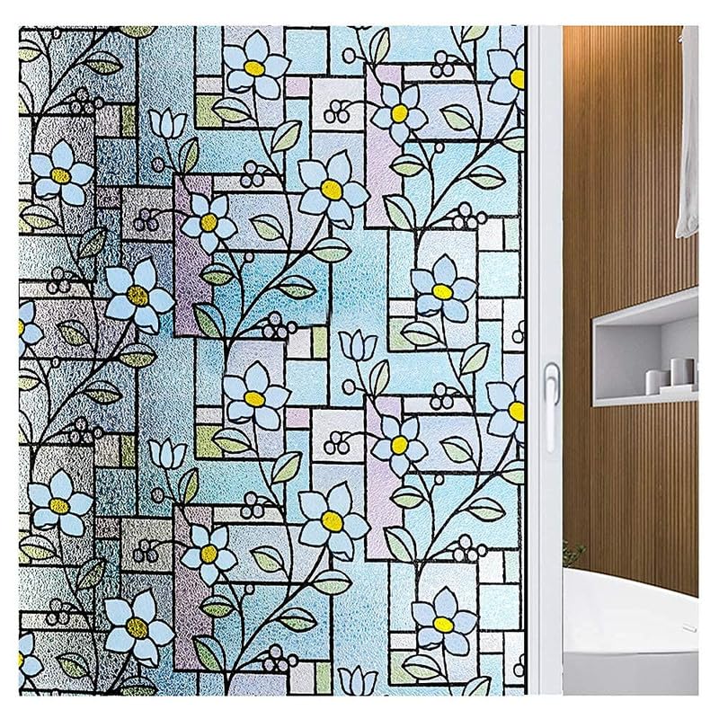 Image of Decorative Glass Film Window Film for Glass Film for Windows Privacy - Blue Patti |16 X 36 Inchs