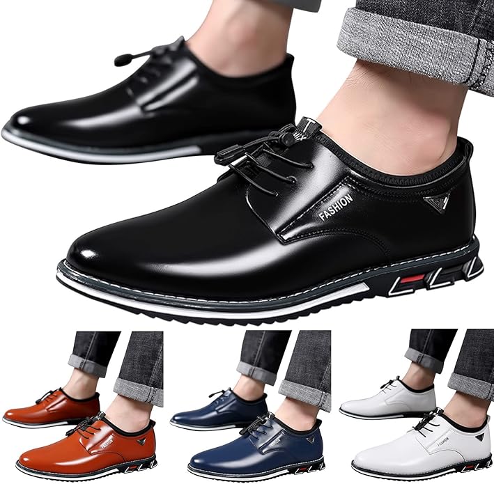LZPCarra Schoenen voor heren, zwart, 44,5, ademende comfortabele zakelijke veterschoenen voor werk, vrije tijd, effen leren schoenen voor heren, Peu herenschoenen, bruin, 47 EU