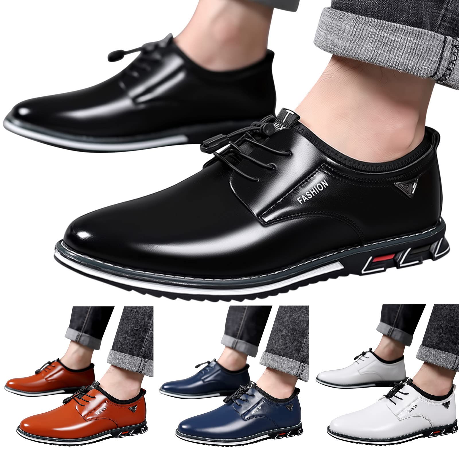 Generisch Lederschuhe Herren Business Anzugschuhe Schwarz Bequem