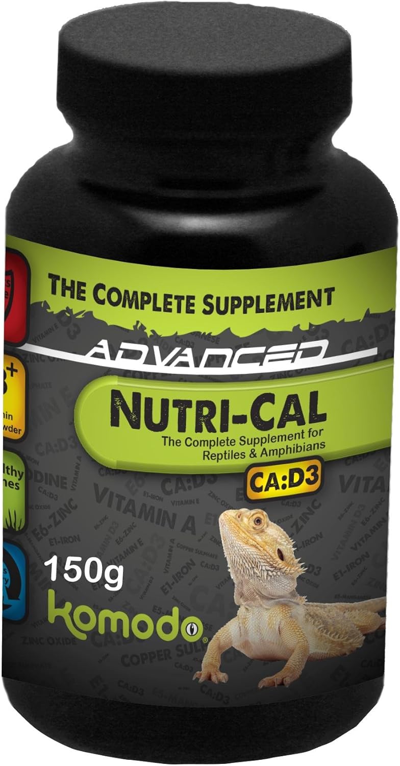 Komodo Nutri-Cal Multivitamin Supplement Prevents Metabolic Bone Disease for Reptiles & Amphibians – 150g