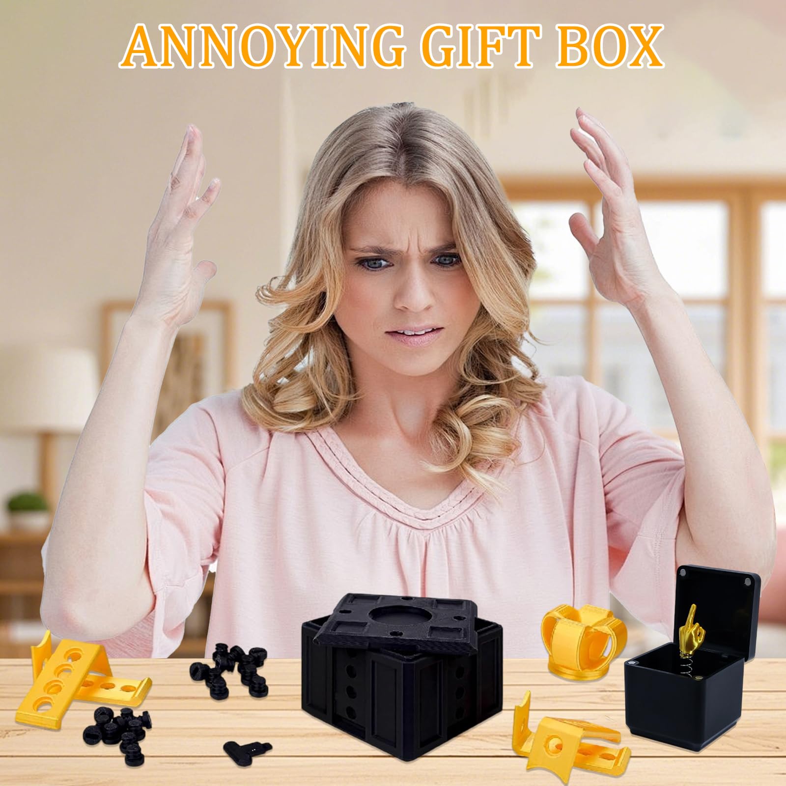 HTTDSLF Caja de Bromas con Dedo Corazón, Caja de Regalo Molesta Impresa en 3D con un Juguete de Broma con Interruptor de Dedo, Juguetes de Tornillo para Navidad, Regalos Creativos de Rompecabezas