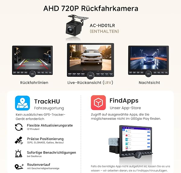 ATOTOZONE A5L 10 Zoll Autoradio Android, Schwebendes Bildschirm Adaptiv für 1DIN & 2DIN, Wi-Fi/Bluetooth/USB, Wireless CarPlay & Android Auto, Mirror Link, EQ, DSP, LRV, Rückfahrkamera - 5
