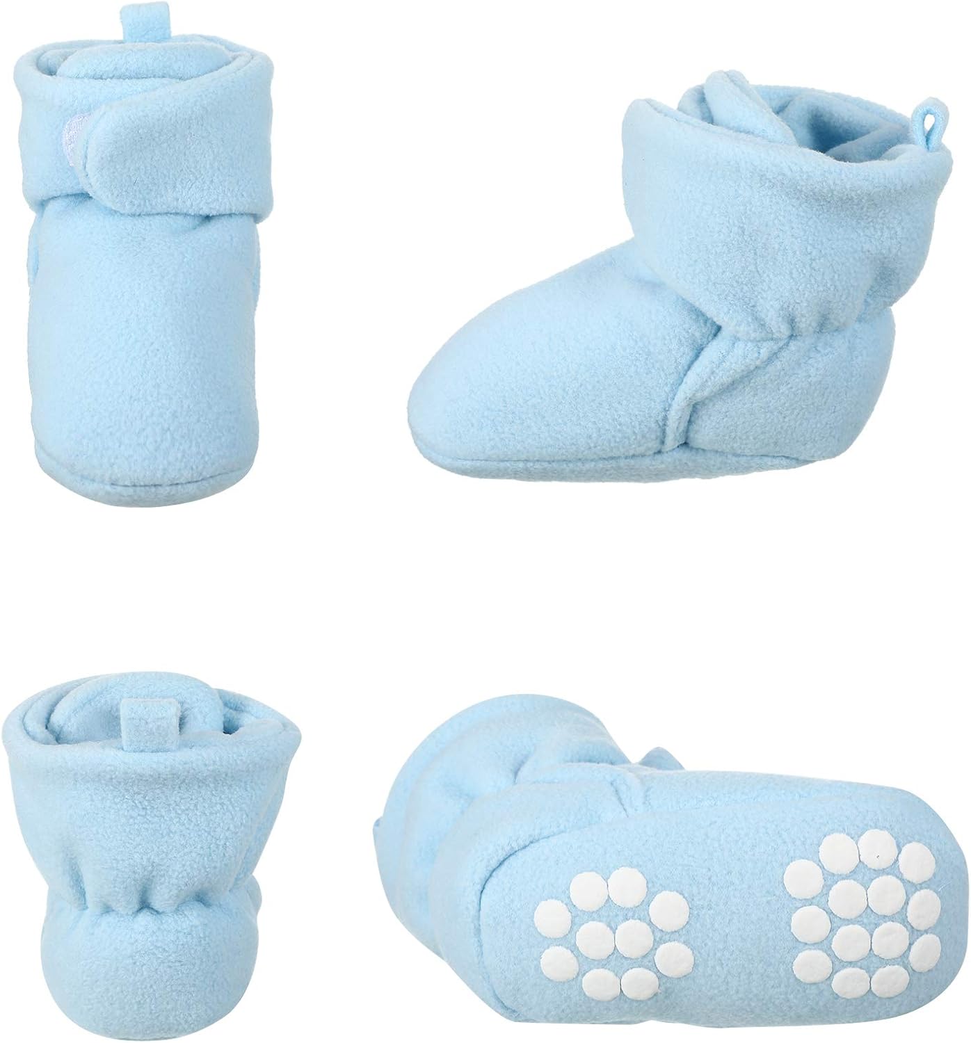SATINIOR 3 Pairs Unisex Cozy Fleece Baby Booties with 3 Pairs Infant Cotton Socks