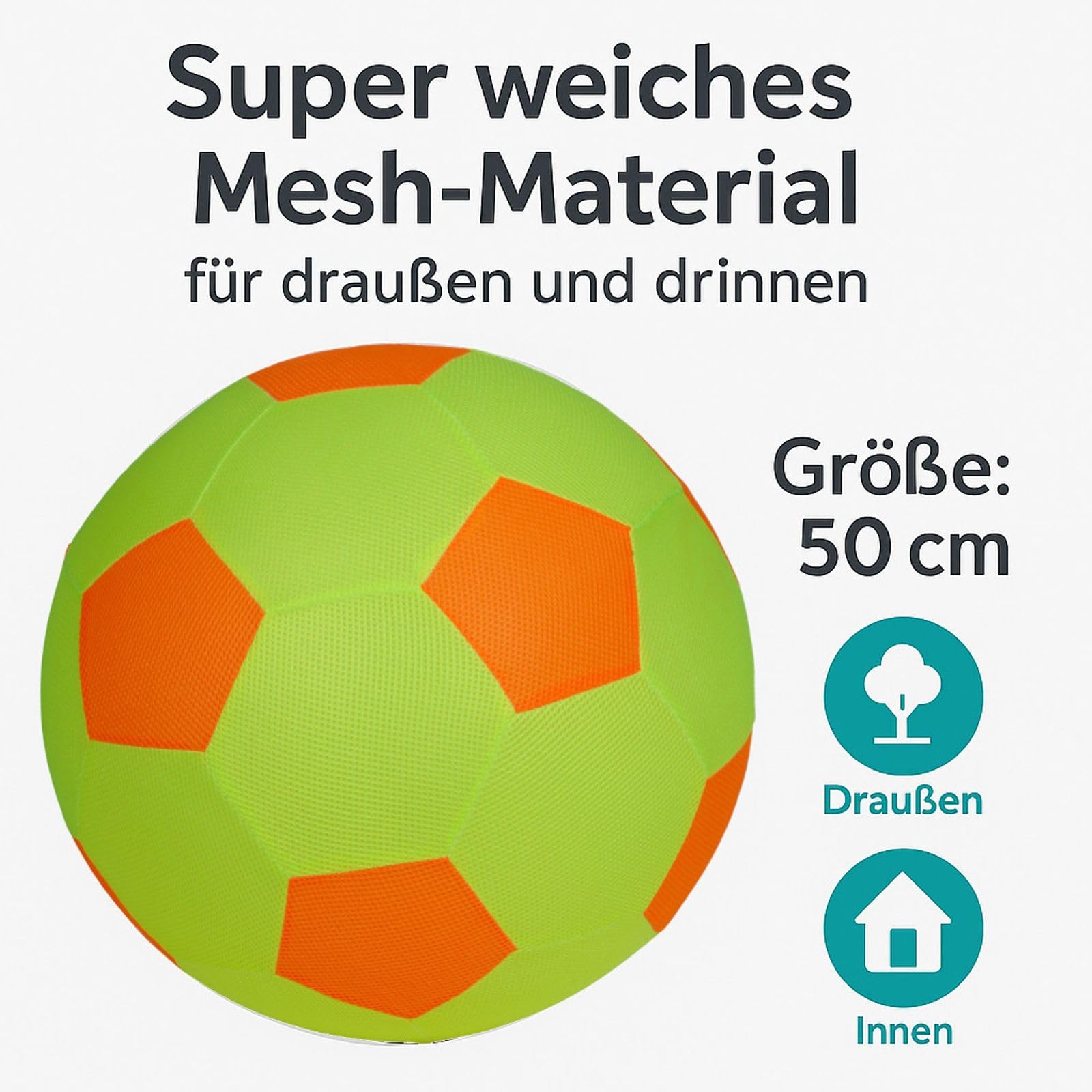 BURI XXL meshbal, reuzenbal, 50 cm groot, zachte netbal, opblaasbaar
