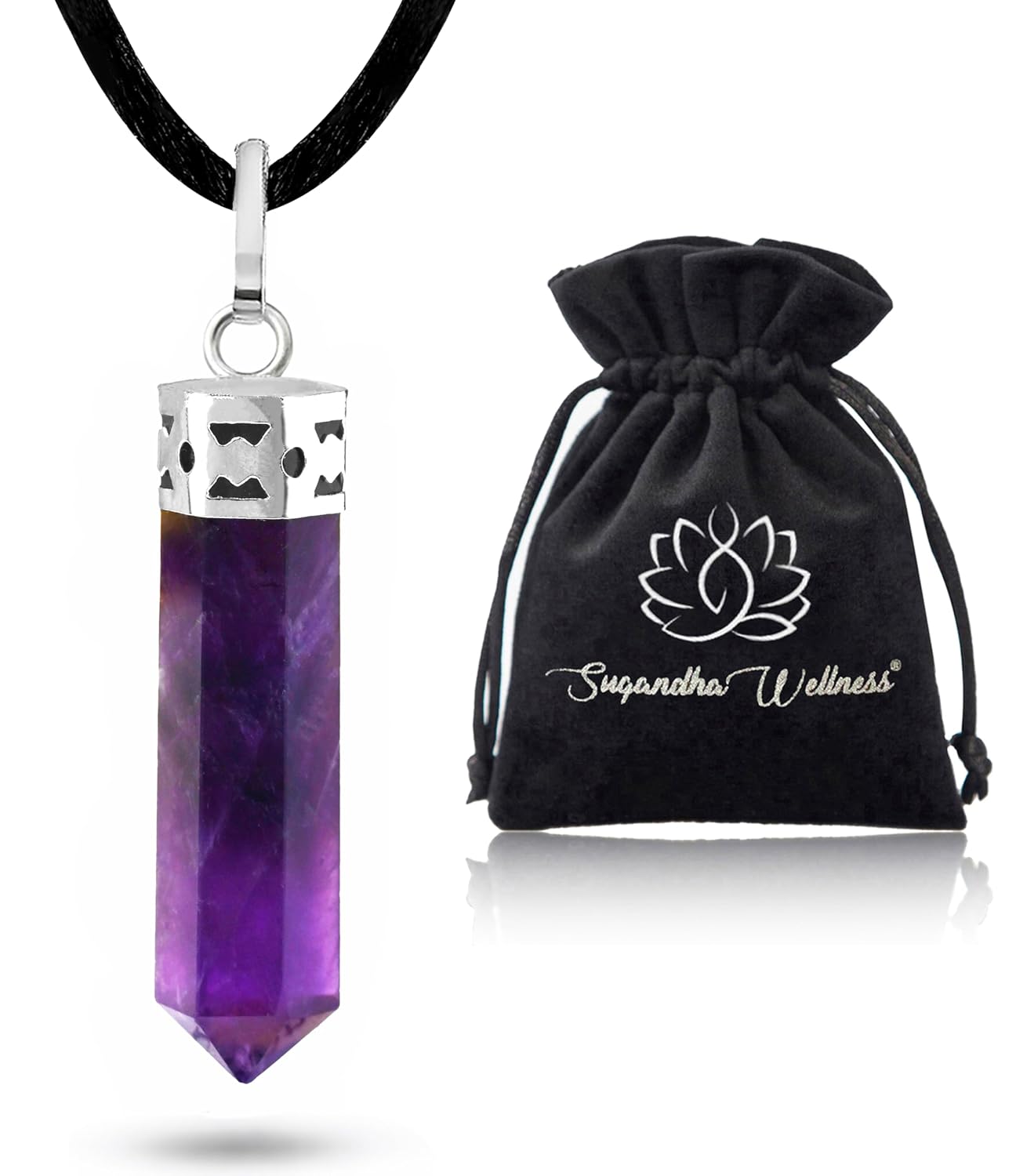 Amethyst Necklace – Natural Healing Crystal Pendant for Stress Relief, Calm & Protection | Raw Stone Jewelry for Men & Women | Spiritual Gift for Meditation, Reiki & Energy Work