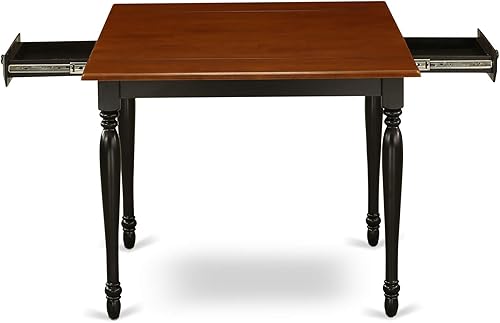 Miniatura 9 de East West Furniture MZT-BCH-T Monza Mid-Century - Mesa de comedor rectangular con gotas y patas elegantes, 36 x 54 pulgadas, negro y cereza Negro y