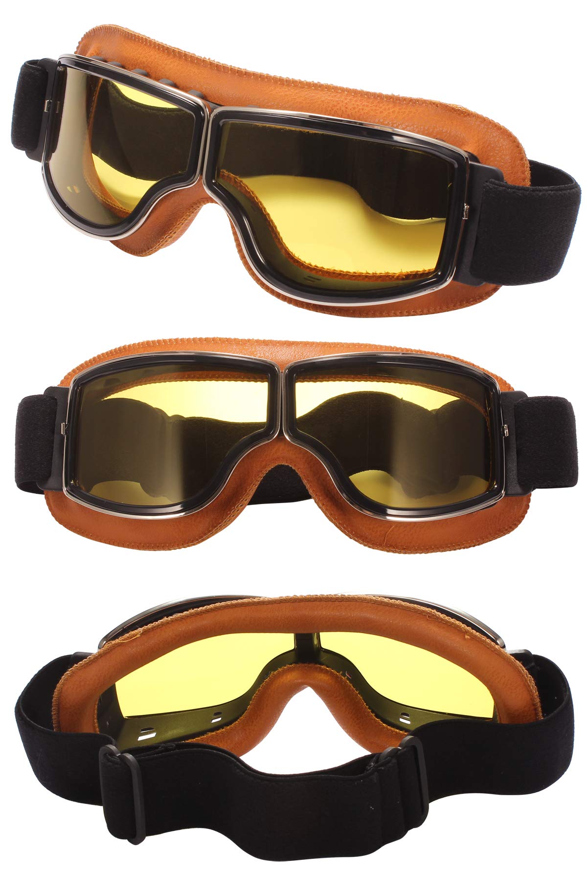 Retro Pilot Gogle Motocyklowe Kask ATV Bike Motocross Okulary Kask Okulary Ochronne (Żółte/Żółte Szkła)