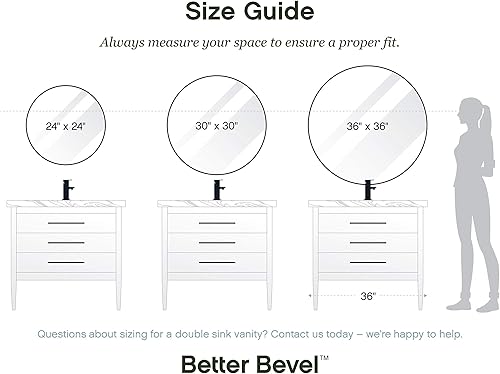 Miniatura 6 de Better Bevel - Espejo con marco de metal negro de 24 x 24 pulgadas, espejo redondo para pared de baño