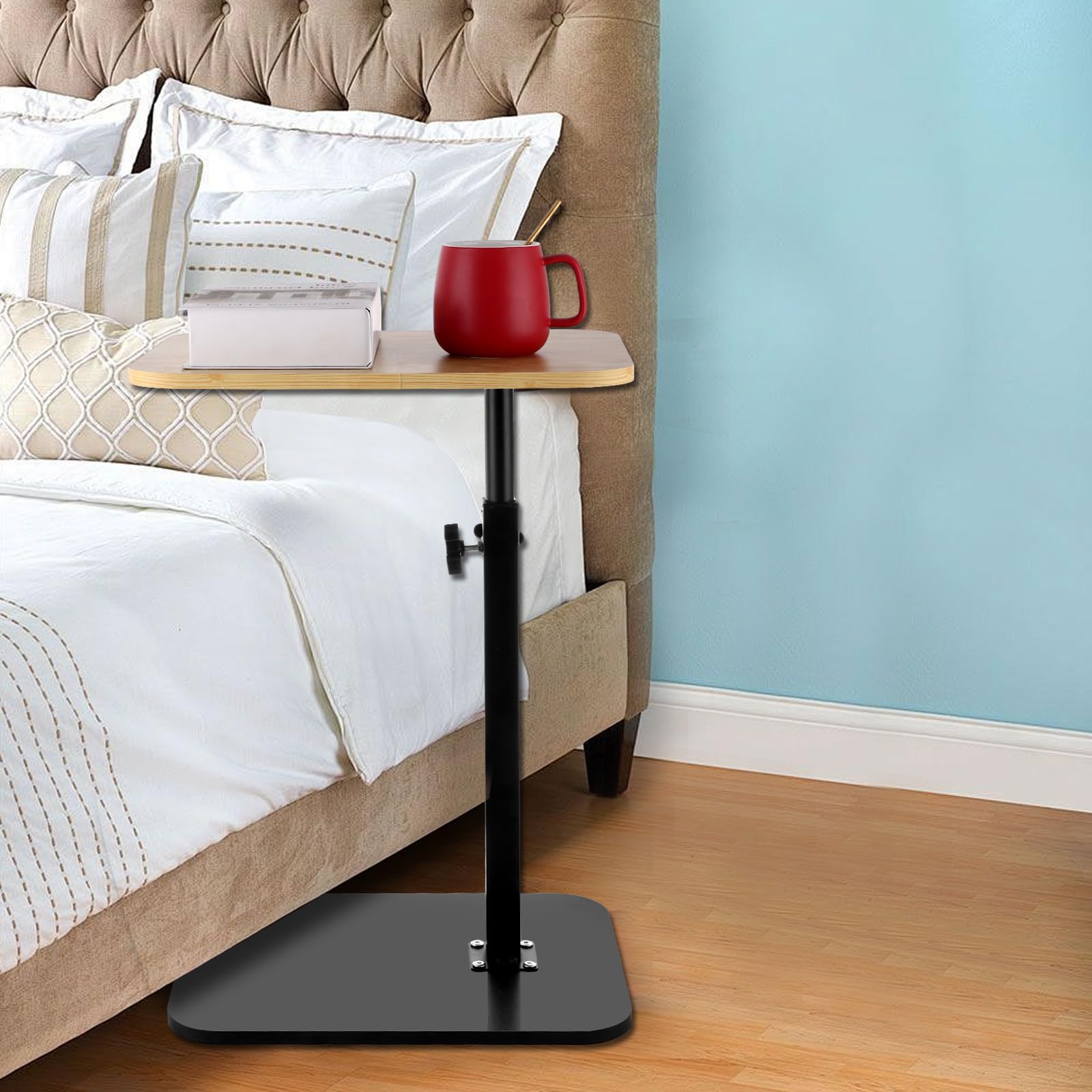 SENENQU Tavolino regolabile a forma di C, altezza 45-80 cm, tavolino da letto, vasca da bagno, vassoio per soggiorno, divano, camera da letto, 30 x 40 cm, dimensioni tavolo