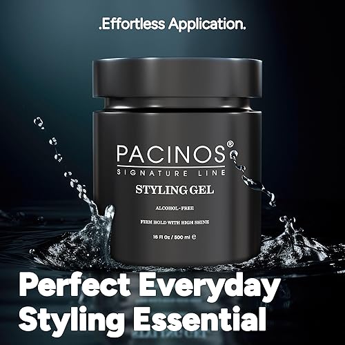 Miniatura 6 de Pacinos Gel para el cabello para hombre, fijación firme con estilo flexible, acabado de aspecto húmedo de alto brillo, fórmula a base de agua fácil