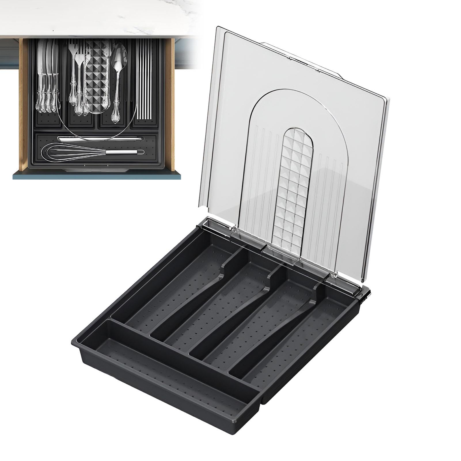 AUNMAS Organizzatore Per Cassetti – Vassoio Portaposate In PP Con 6 Scomparti – 40x32x4 Cm – Grigio