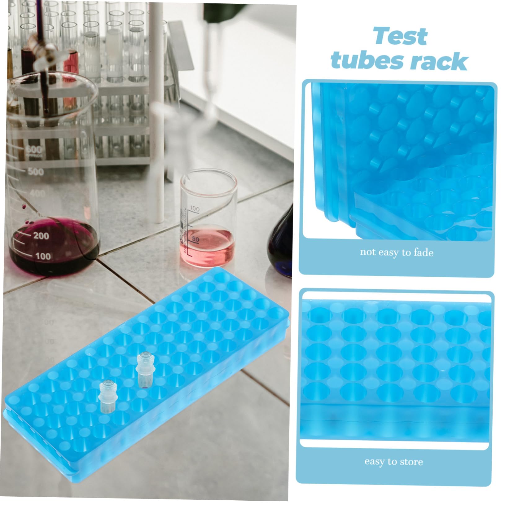 Mobestech 2 Stück Reagenzglasgestell Labor 60 Löcher Zentrifugenröhrchenhalter aus Robustem Material Wiederverwendbar für 0,5 Ml bis 2 Ml Röhrchen Praktischer Organizer für Proben und Laborgebrauch