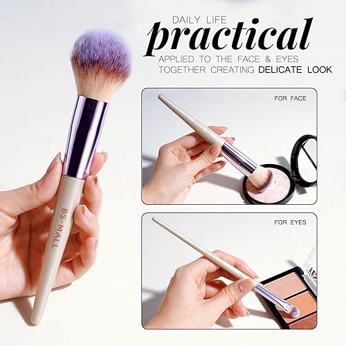 Miniatura 6 de BS-MALL Juego de brochas de maquillaje, 18 piezas, base sintética de alta calidad, correctores de polvo, sombras de ojos, brochas de maquillaje con
