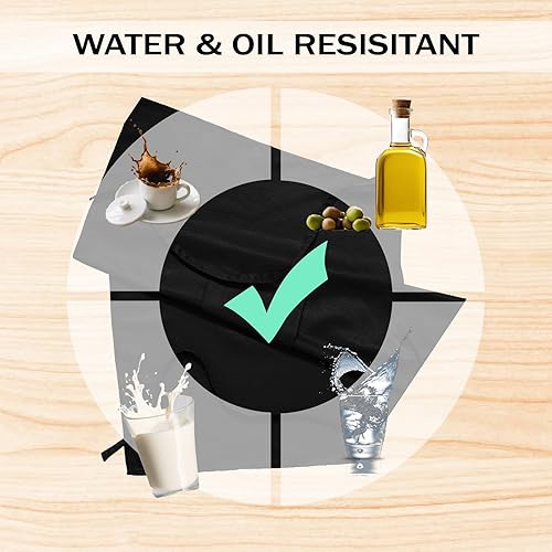 Miniatura 4 de Delantal negro extra grande para hombre, delantales ajustables con 2 bolsillos, para cocinar, cocinar, cocina, resistente al agua y al aceite