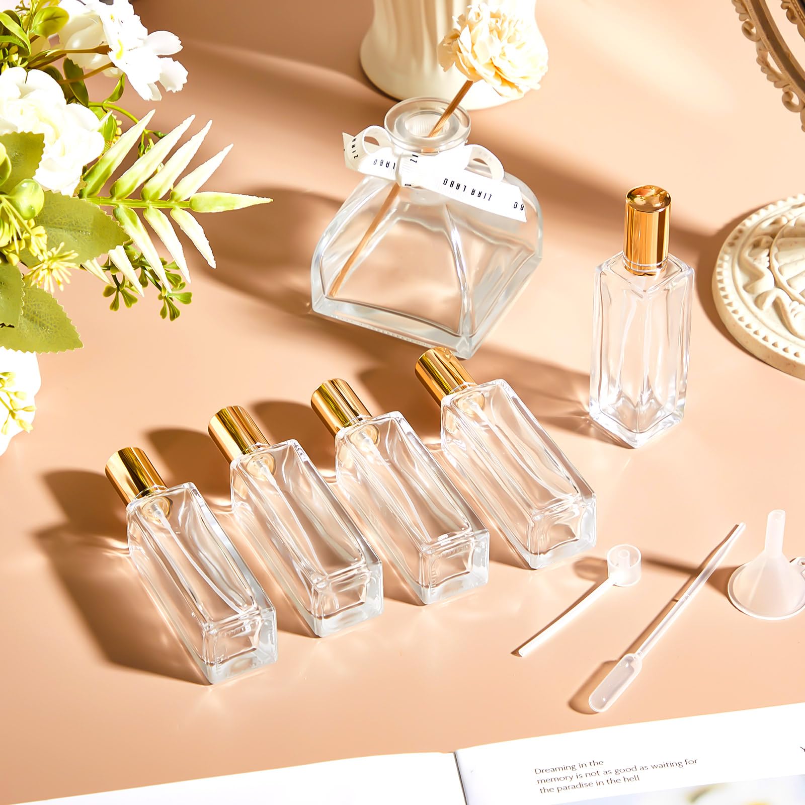 Domensi Glass Perfume Spray Bottles, Empty Refillable Containers