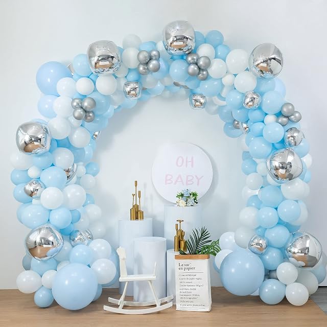 Blue Balloon Arch Kit 146Pack Blue and White Balloon Garland Kit-Baby Blue Balloon Garland Kit for Baby Shower /Birthday /Wedding Bridal Shower/Graduation / Party Decorations PABBEU