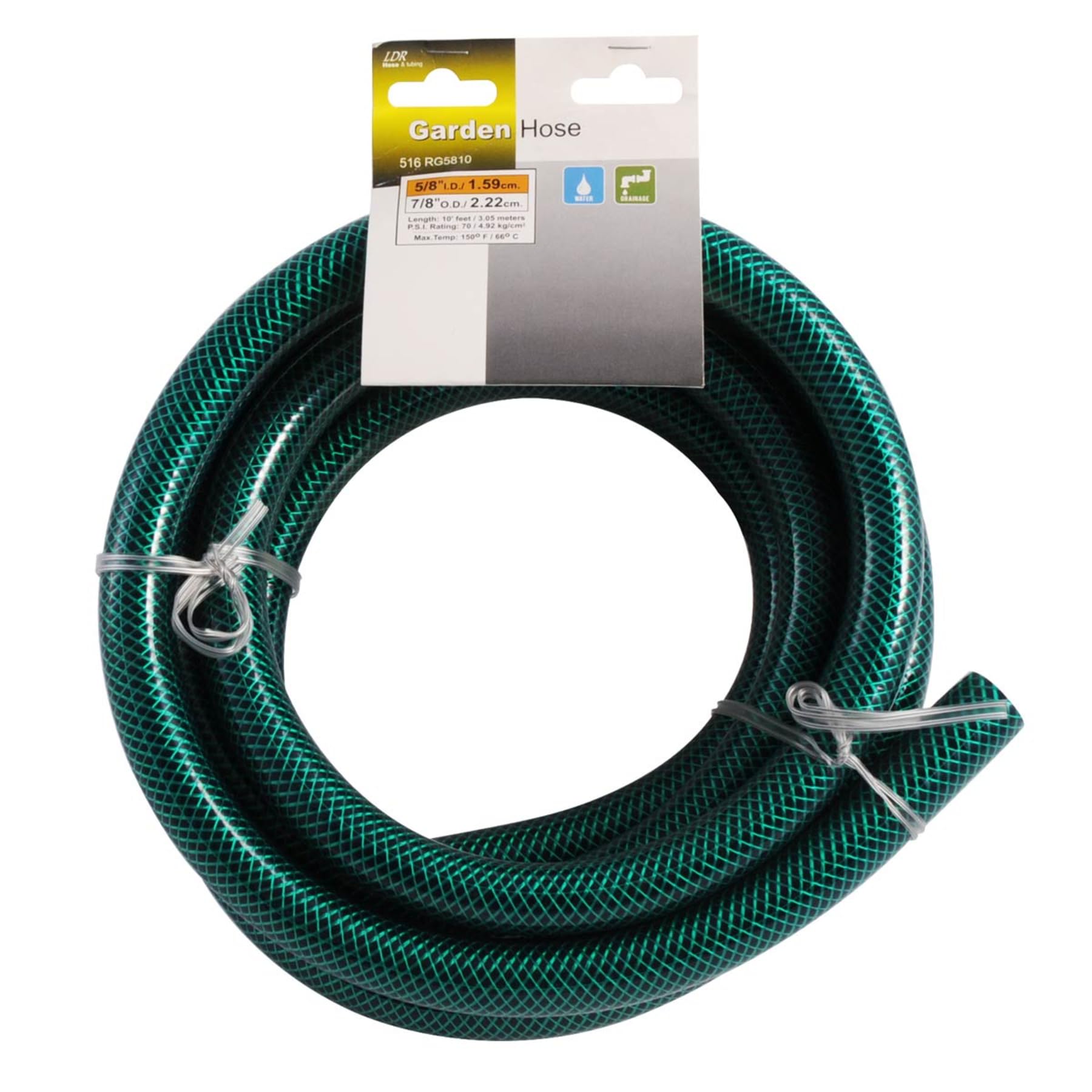 LDR Industries 10 Feet 516 RG5810 5/8 X 7/8 Garden Hose-Precut, Green