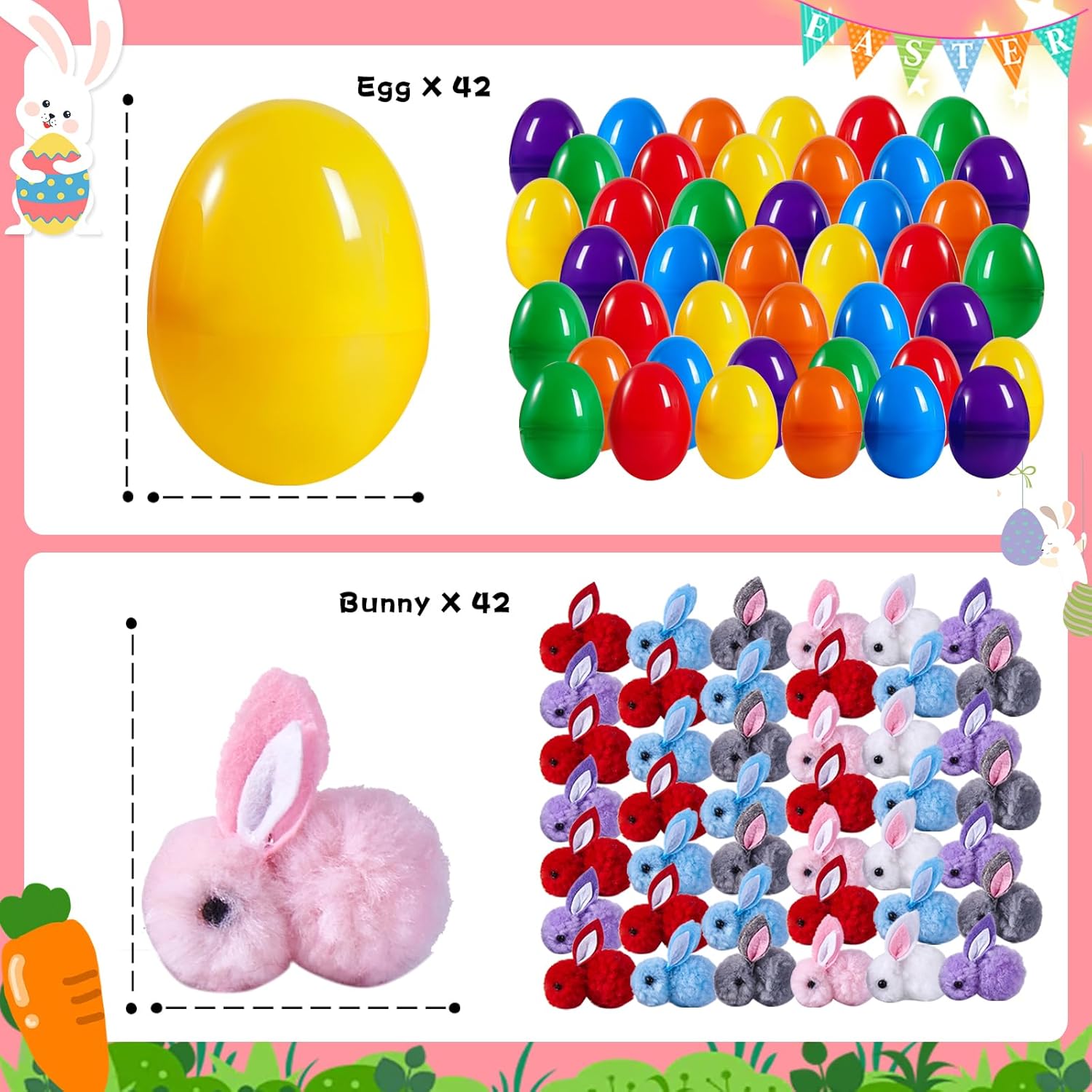30 Pack Prefilled Easter Eggs with Plush Bunnies,Pre Filled Easter Eggs with Stuffed Toys Inside,Easter Basket Stuffers for Kids,Easter Egg Hunt,Classroom Prize