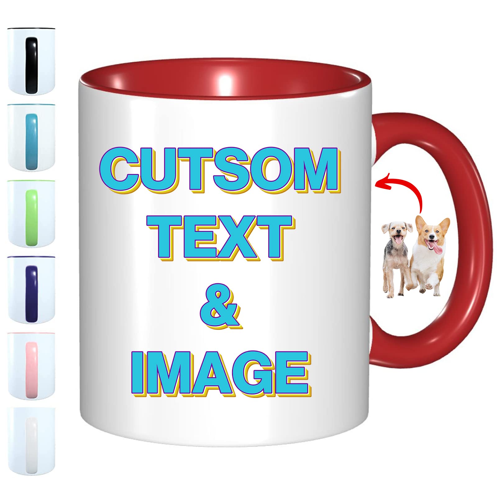 FEICANSEN Custom Mug Personalized Mug Customizable Gift Cup Customized Photo and Text or Logo Funny Picture Coffee Cup (Red)