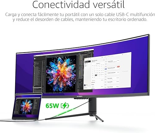 Miniatura 3 de INNOCN Monitor curvo para juegos de 49" 144Hz Ultrawide 329 WDFHD 3840 x 1080P, R1800, 99% sRGB, HDR400, USB tipo C, DisplayPort, HDMI, altavoces