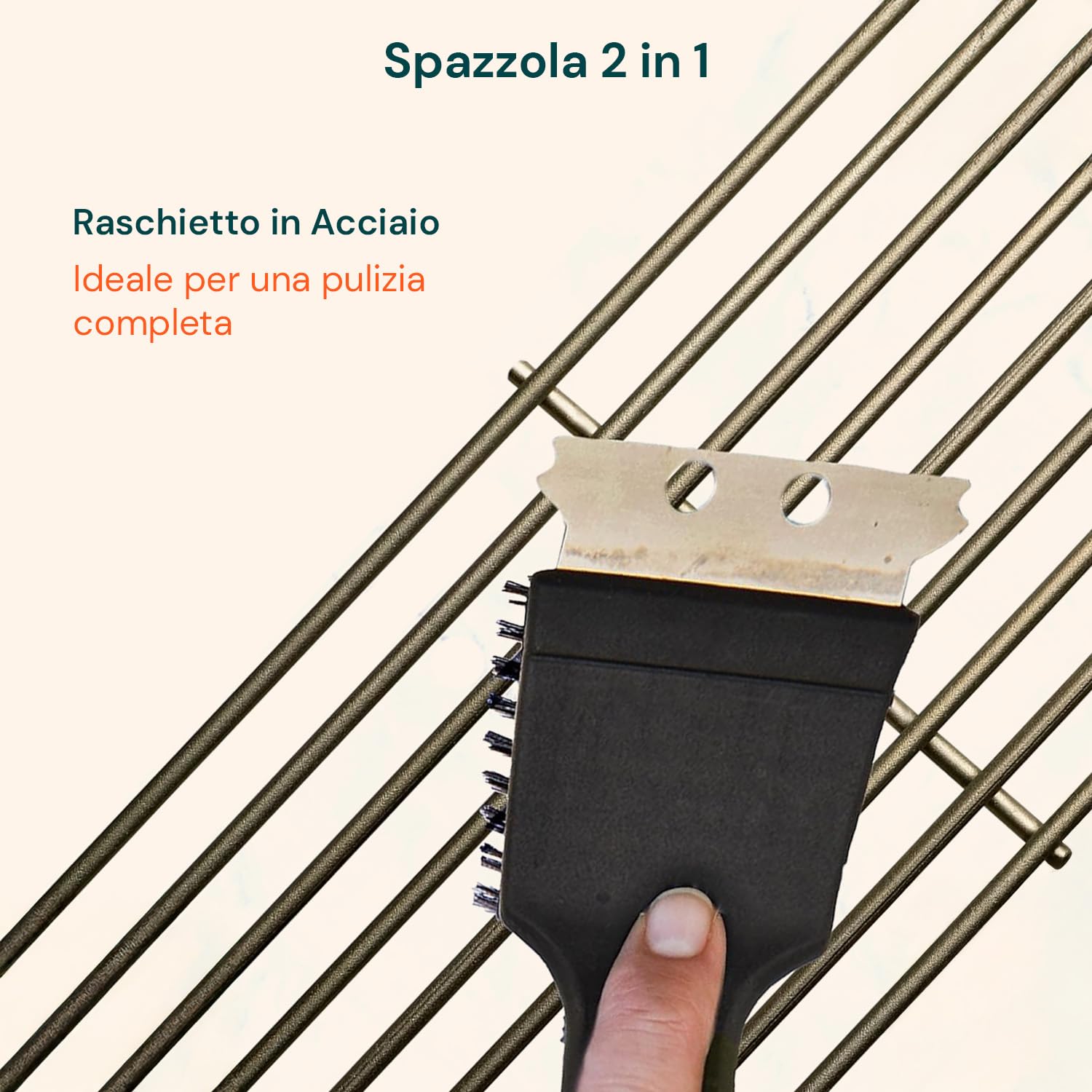 Avilia Spazzola Barbecue con Raschietto – Spazzola BBQ in Acciaio con Manico Ergonomico in PP, Accessori Barbecue per Pulizia Griglia, Lunghezza 29 cm