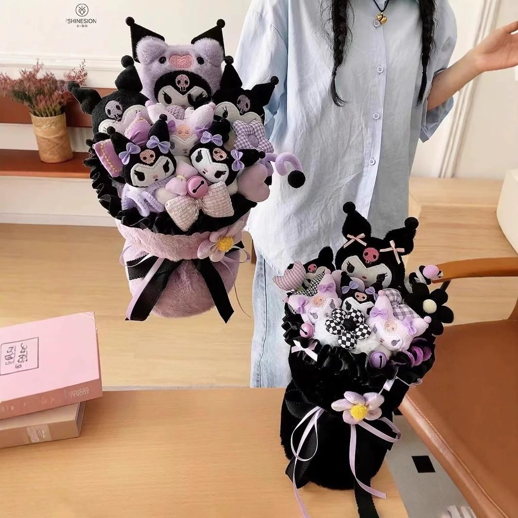 自作ぬいぐるみ・花束の男の子（ブラック） 自作ぬいぐるみ・花束の