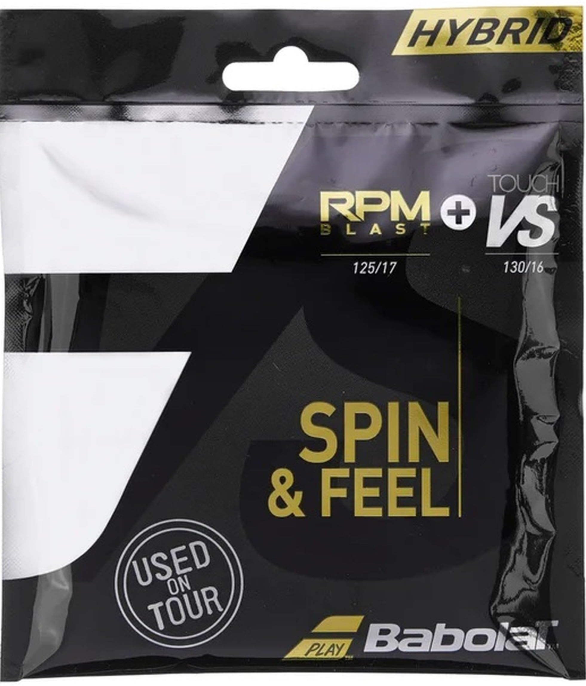 Hybrid RPM Blast 17g + Touch VS 16g Black Tennis String (Set) in Multipacks (1-2-4-6-8-Pa…