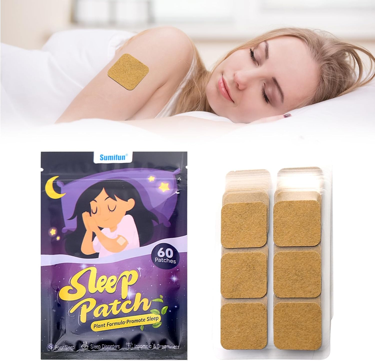 Falafoty Sleep Patches Sleep Aid for Adults Insomnia, 120PCS Natural Deep Sleep Patches Insomnia Relief, Sleep Support Patch for Men and Women Quick Relaxation Improve Sleep Quality, Skin-Friendly