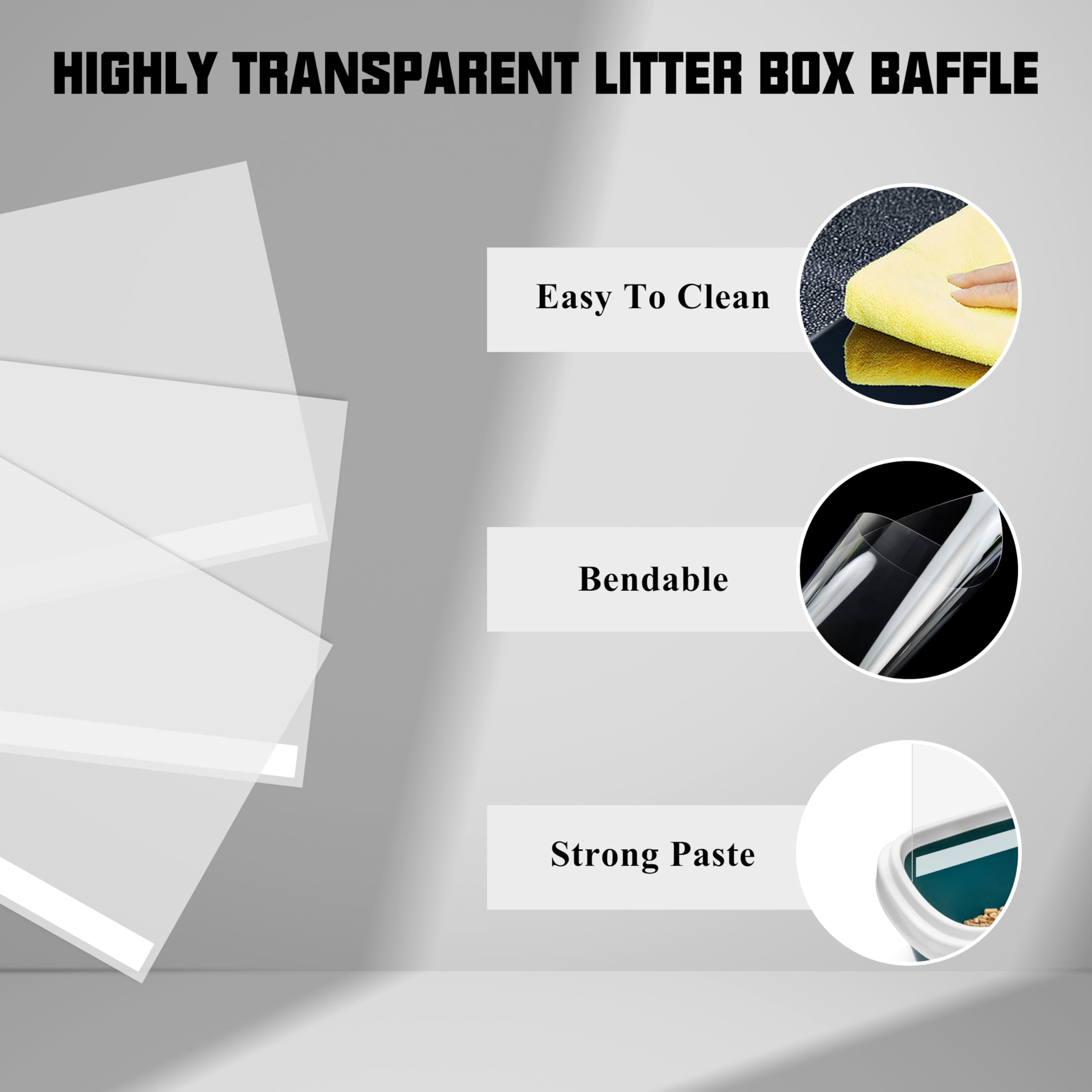 3 Pack Cat Litter Box Pee Shields,Easy Clean Anti-Splashing Enclosure ...