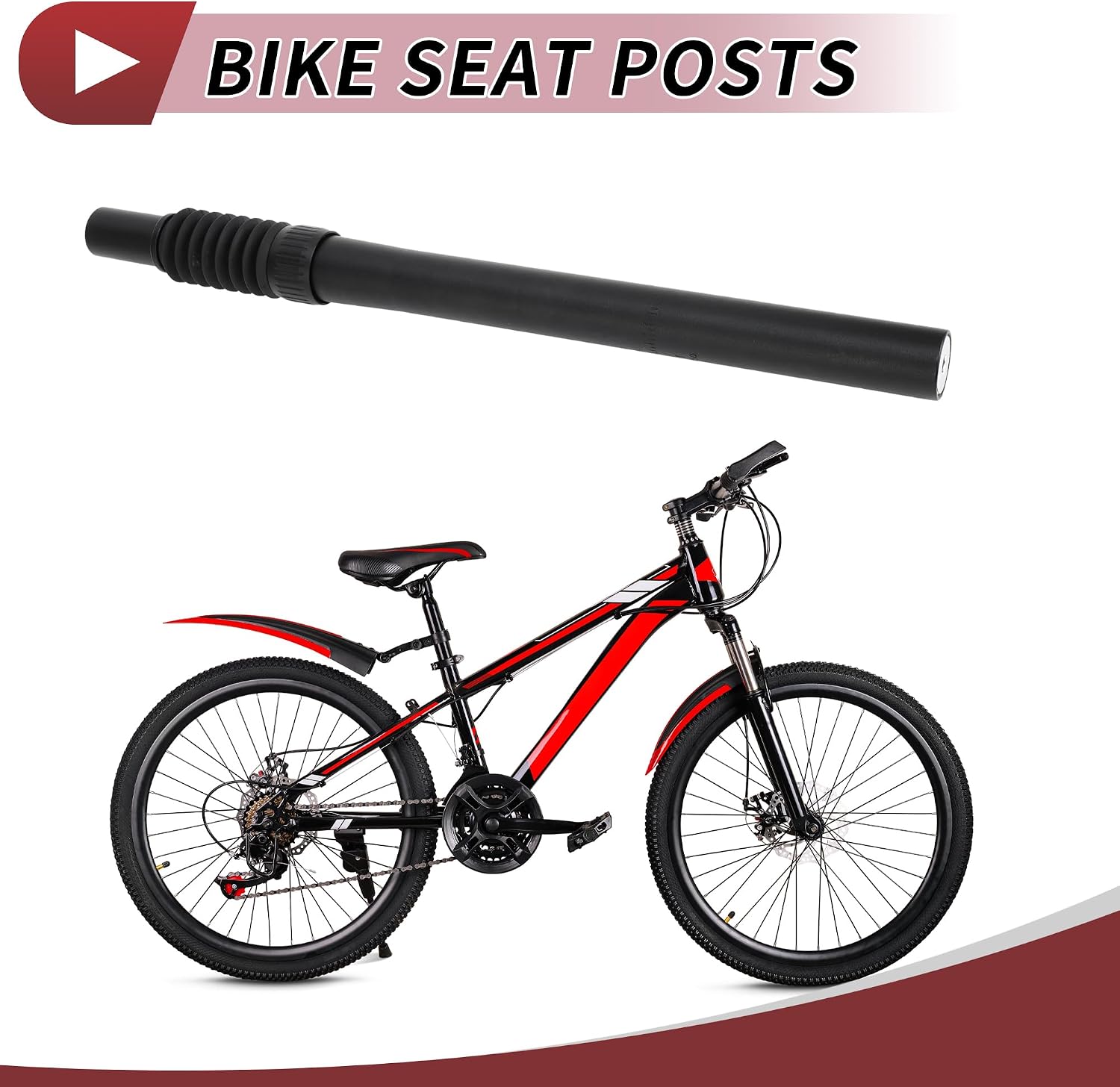 1 Pc Universal Shock Bike Seat Posts Suspension Bike Saddle Post Tube 31.6mm Diameter 350mm Length Black Aluminum Alloy