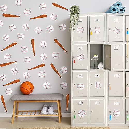Miniatura 4 de AnyDesign 47 recortes de béisbol con 100 puntos de pegamento, decoración temática de fiesta de béisbol de papel para fiestas de cumpleaños temáticas