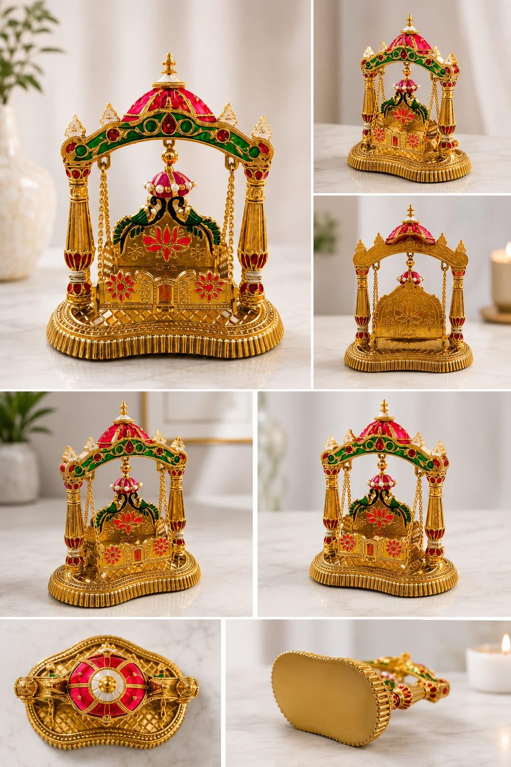 Golden Krishna Swing - Bal Gopal Jhula for Home Temple -4