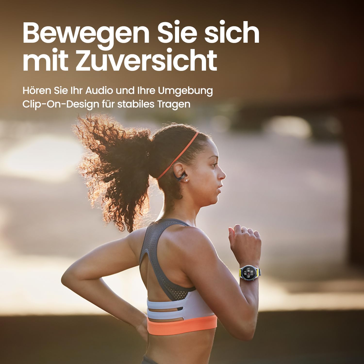 Amazfit Up Bluetooth Kopfhörer, Kabellose Open-Ear-Ohrhörer mit Touch-Steuerung, IPX4 Wasserfest & Schweißresistent, KI-Rauschunterdrückung, Ideal für Sport & Laufen, Kompatibel mit Android & iPhone