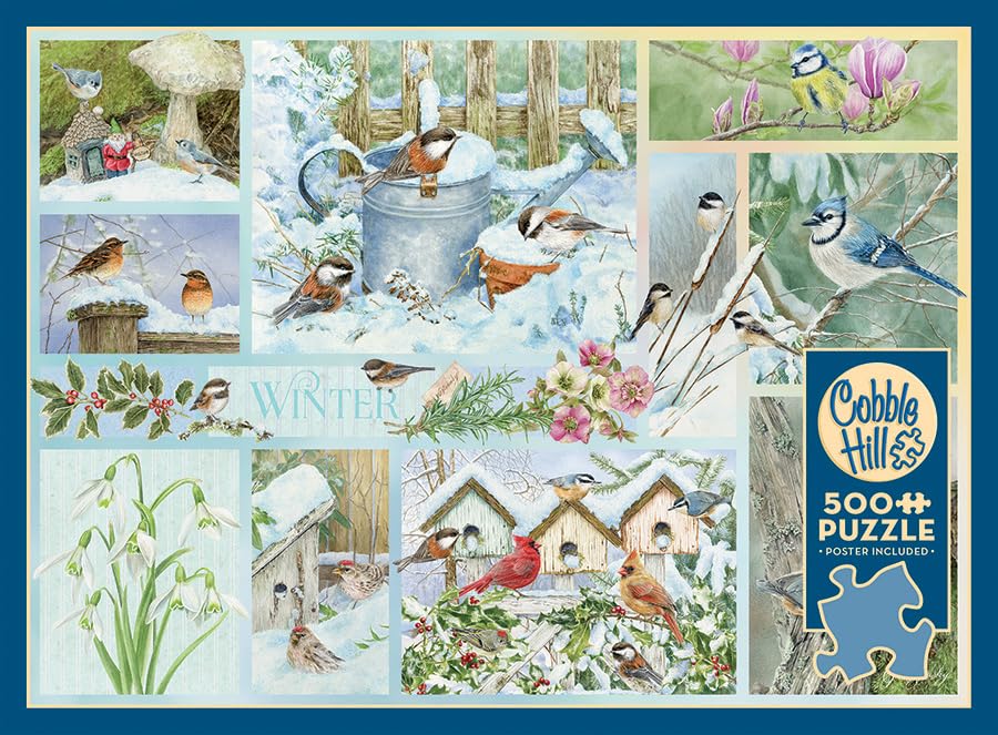 Cobble Hill 500 Piece Puzzle -Garden Birds in Winter - Sample Poster Included, 26.625" x 19.25" - Image 2