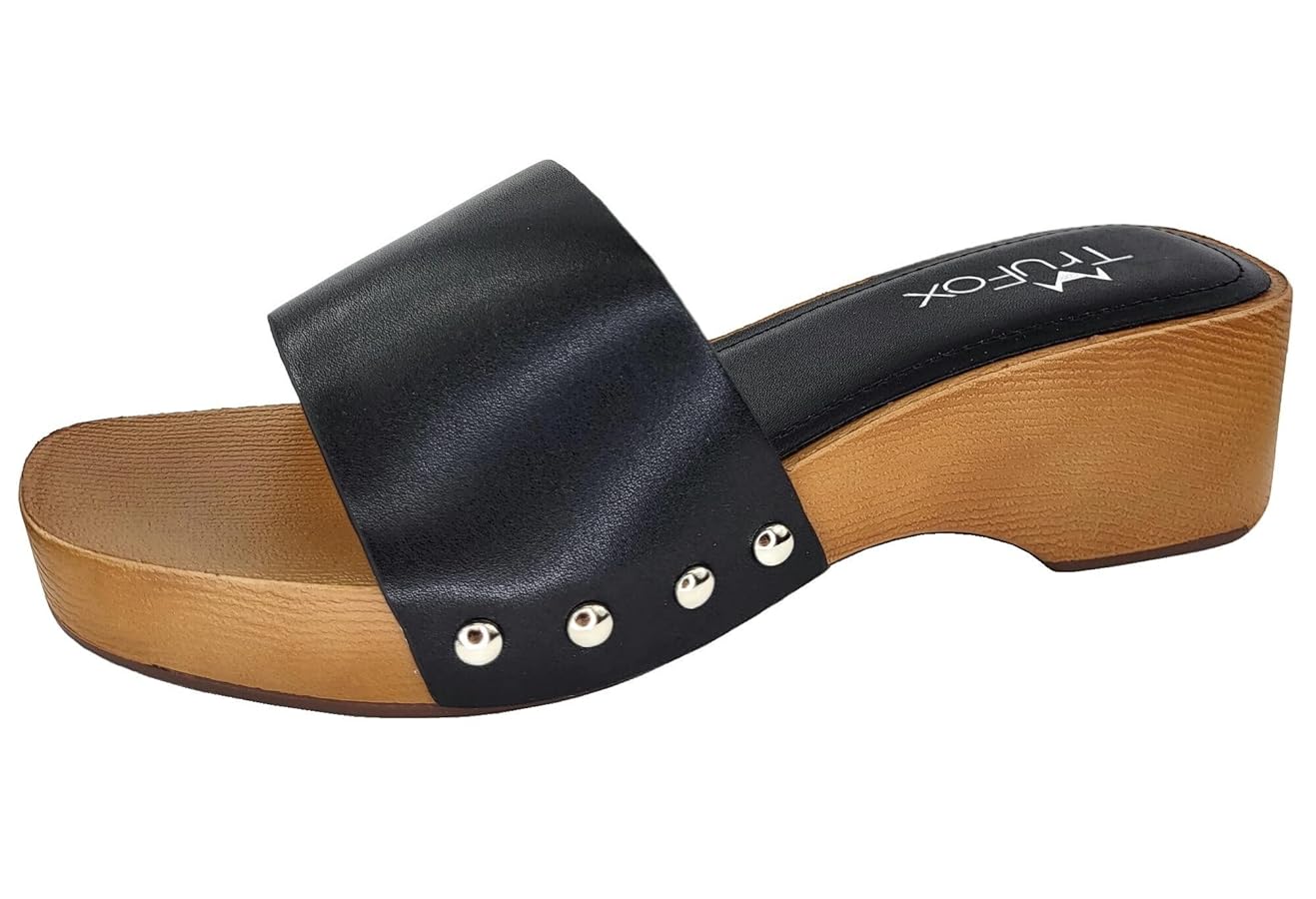 Amazon.com | TruFox Women's Mule Slide Faux Wood Heel Sandal