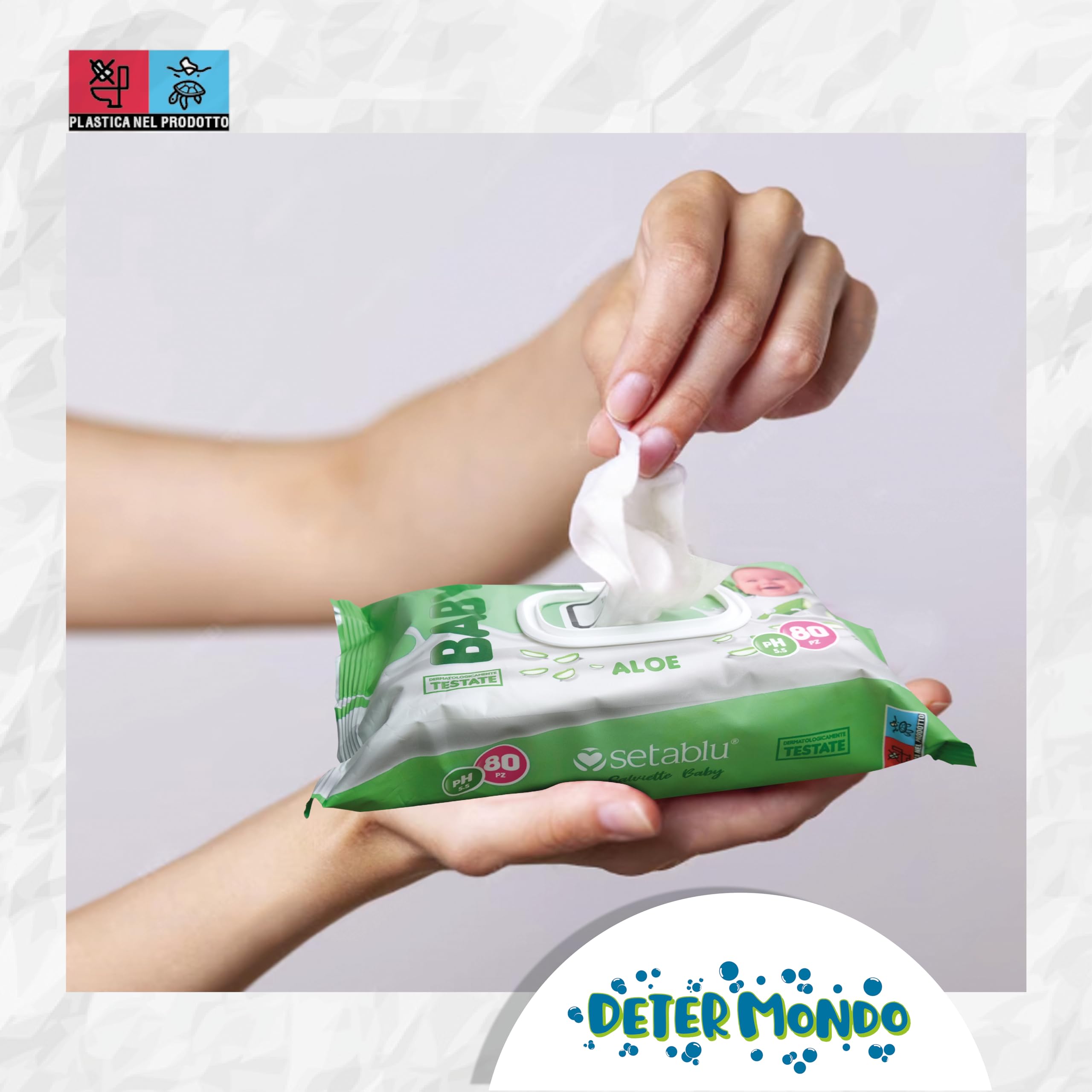 DETERMONDO 880 Salviette Neonato Igienizzanti Umidificate all'Aloe Senza Alcool, 11x80 Confezioni