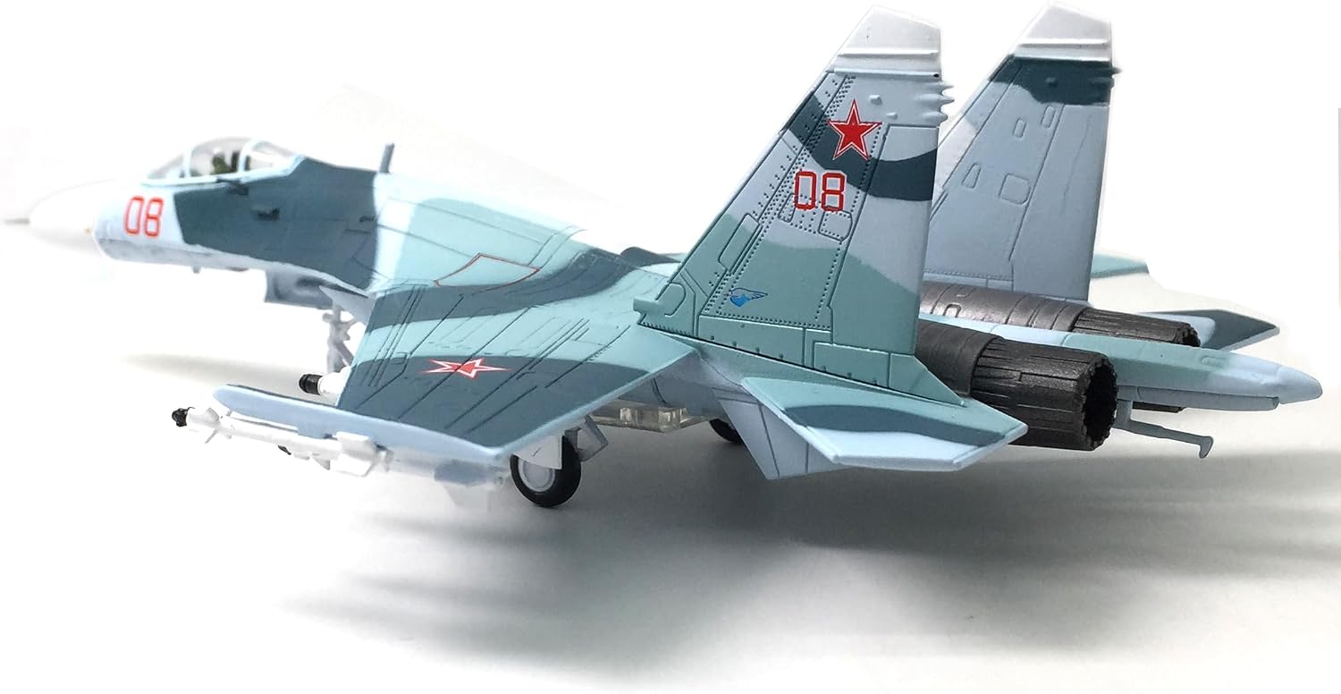 Enatuther 1/100 Su-27 Fighter Jet Plane Model Aircraft Model Military Airplane Model Diecast Plane Model for Collection or Birthday Gifts