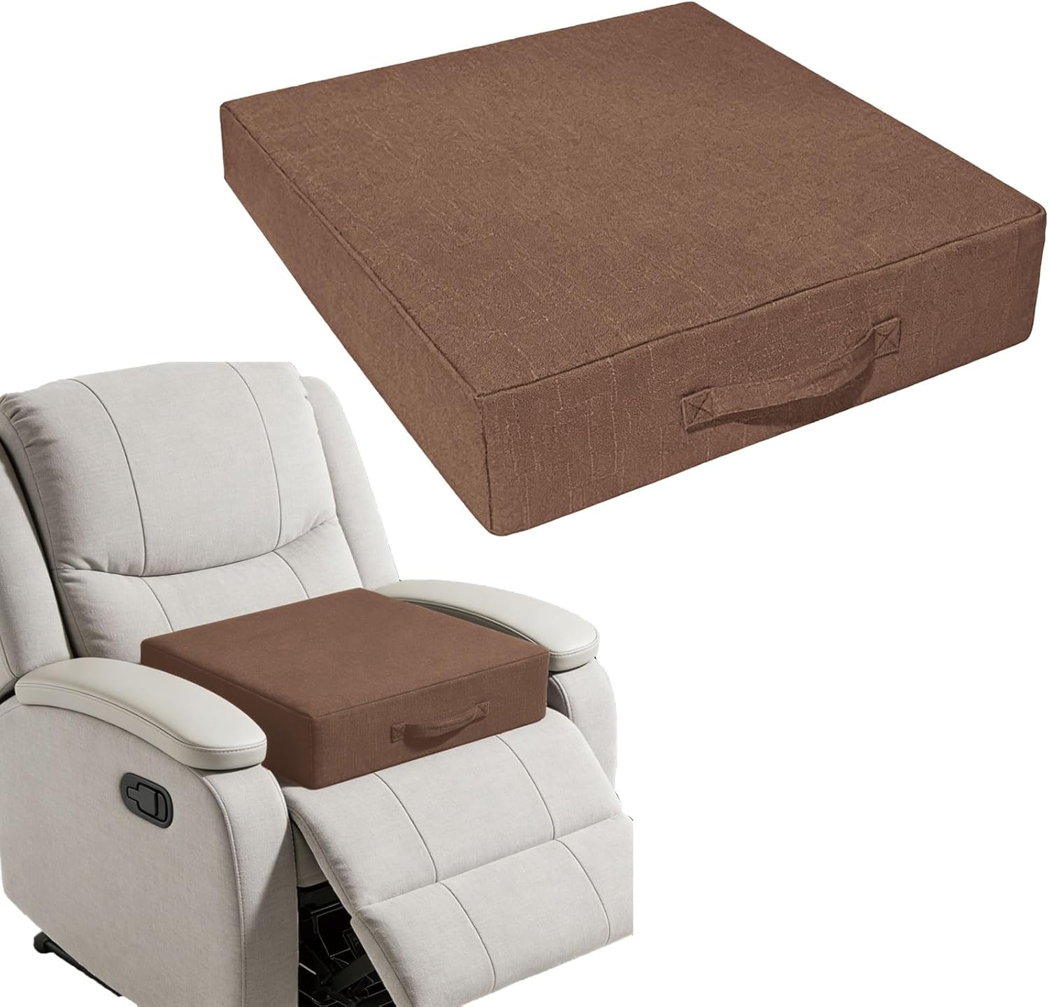 Recliner Cushion for Elderly, 20x20x5 Inch Thick. Extra Large Seat Cushion for Couch, Floor, Recliners and Armchairs. Eases Hip & Back Pain and Helps You Stand Up Easier (Coffee)