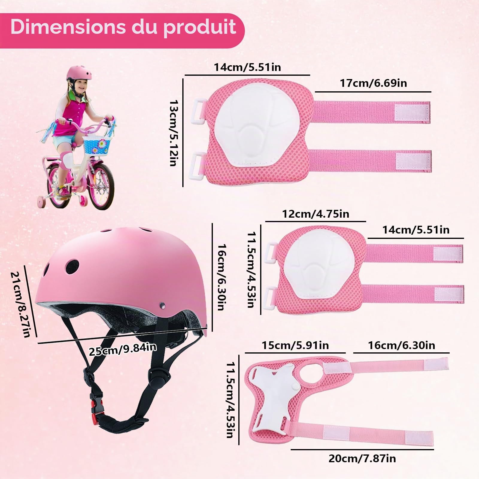 Protection Roller Enfant, 7 Pcs Sets de Protection Rollers, Réglables Coudières Genouillère, Casque Vélo Enfant Kit pour Roller, Vélo, Skateboard, Trottinette