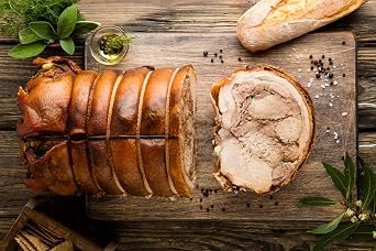 Tomassoni PORCHETTA di Maiale, gluten-free and lactose-free, 100% italian artisan product, gourmet specialities of the marche, vacuum-packed piece 3,50kg