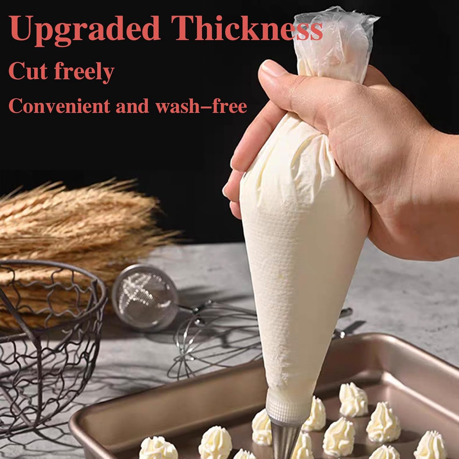 24Inch Disposable Piping Bags, 200PCS Icing Bags for Cake Decorating