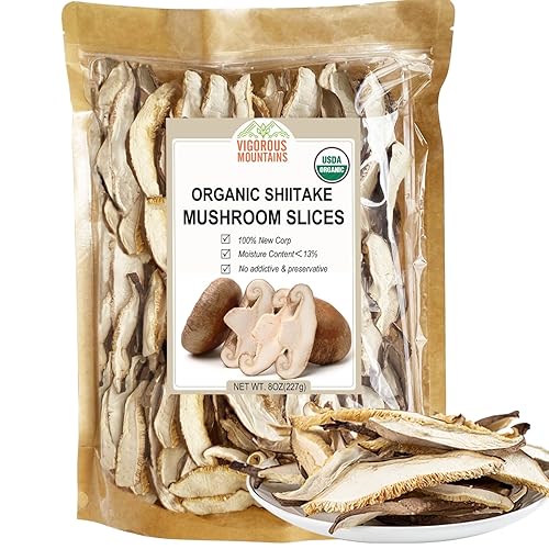 VIGOROUS MOUNTAINS Organic Shiitake Mushrooms Sliced, Great Size Fresh Texture