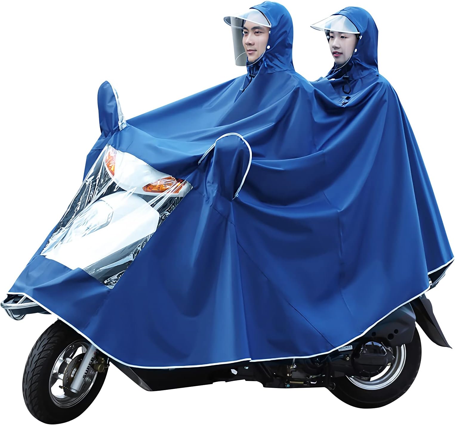 Haozaikeji Motorcycle Raincoat For Two Waterproof Hoodie Rain Cape