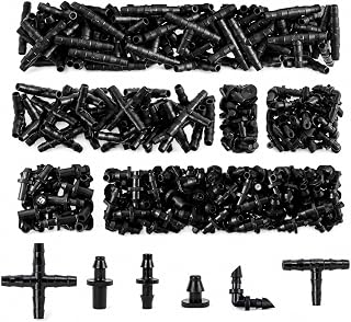 RAINFLOW Drip Irrigation Fittings Kit 1/4 Inch – Barbed Connectors, Tees, Elbows, End Plugs and Couplings, Tool-Free Drip Irrigation Parts for Garden, Greenhouse and Lawn Watering Systems