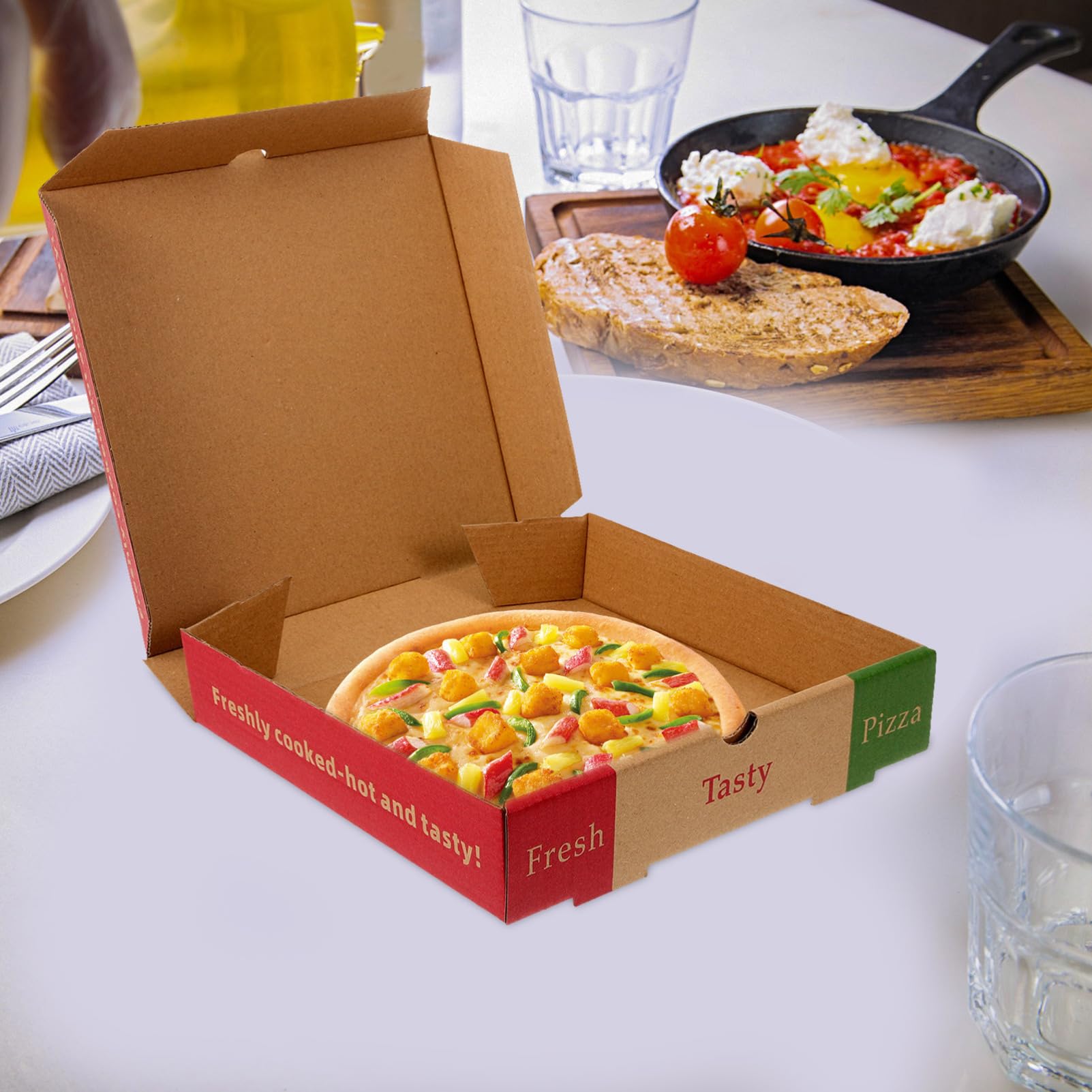 Alipis Boite Pizza Carton en Papier Pliable, Lot de 10pcs, Boîte à Pizza Pratique Transport Conservation Fraîcheur