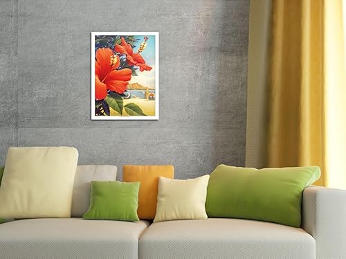 Miniatura 4 de Pacifica Island Art Kerne Erickson - Cartel de viaje hawaiano vintage de 8 x 12 pulgadas, diseño de hibisco rojo, diseño de hibisco rojo