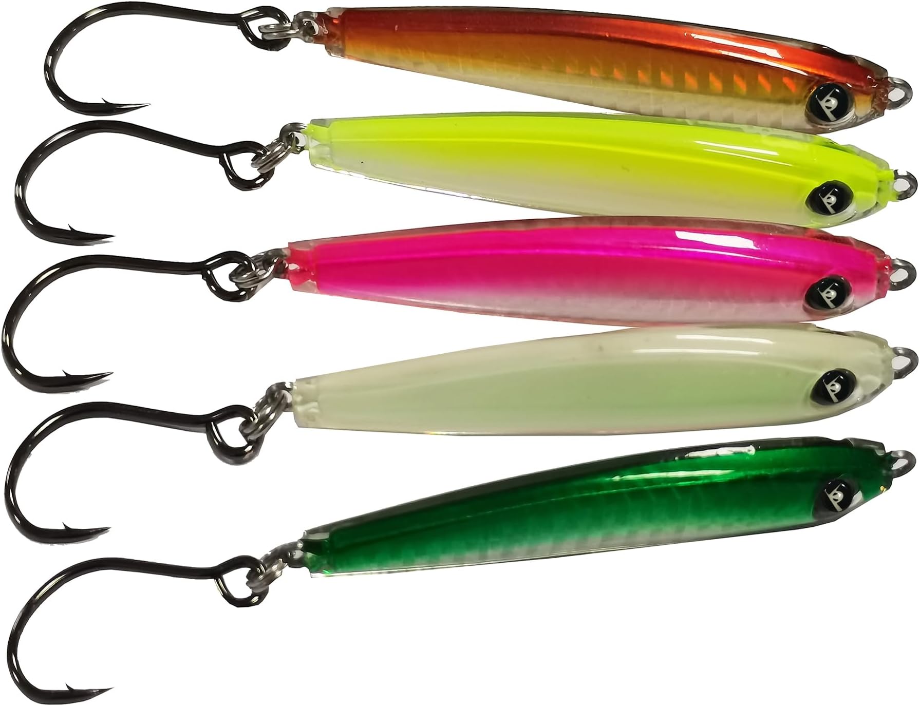 Kmucutie 5 Pieces Epoxy Resin Fishing Jig Lure Great for Inshore and Offshore Game Fish,Artificial Lures for Grouper,Dogtooth,Bass Salmon