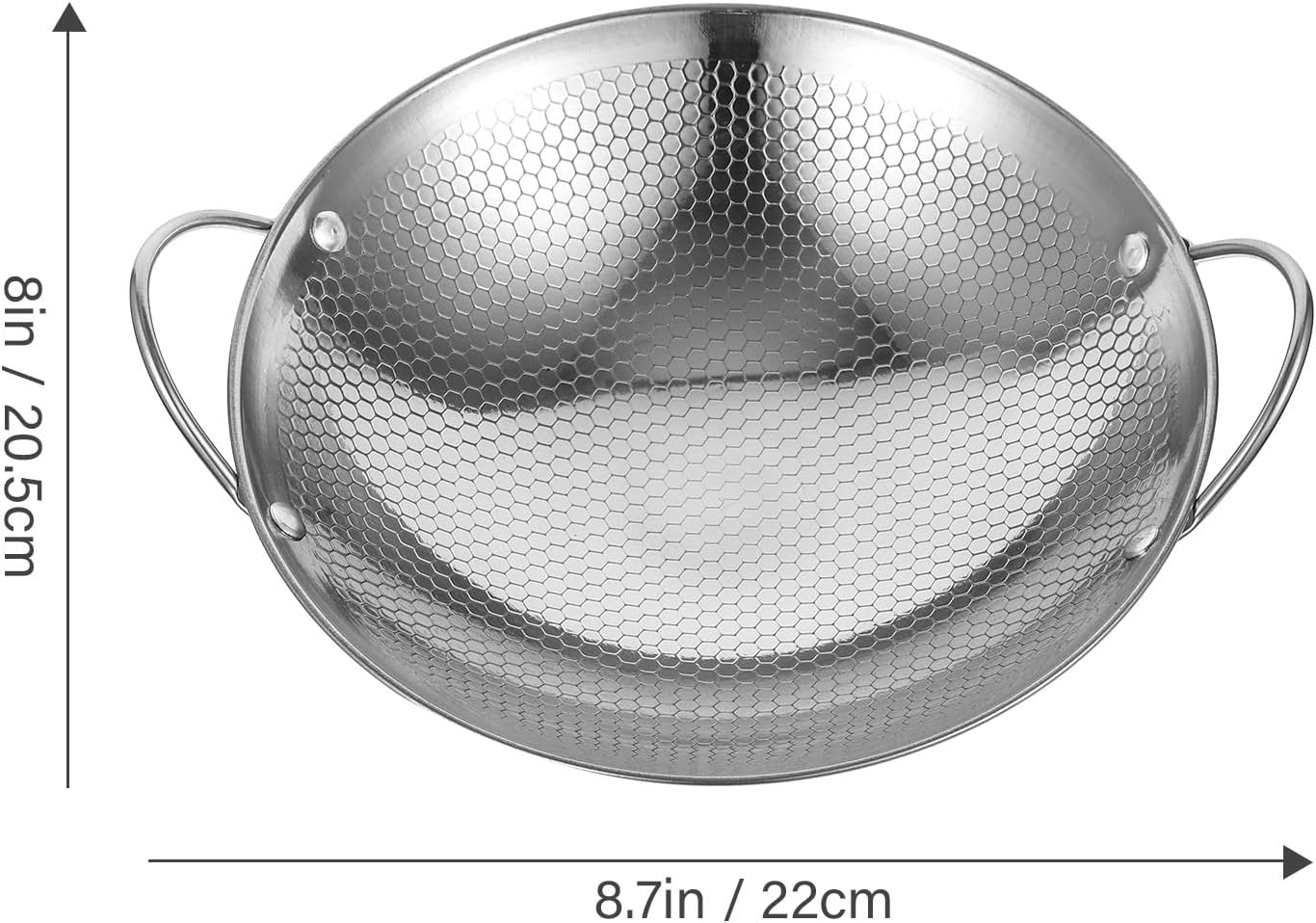 Honeycomb Stainless Steel Double Handle Mini Hot Pot 8-inch Non-stick Dry Pot for Household Seafood Cooking and Outdoor Use