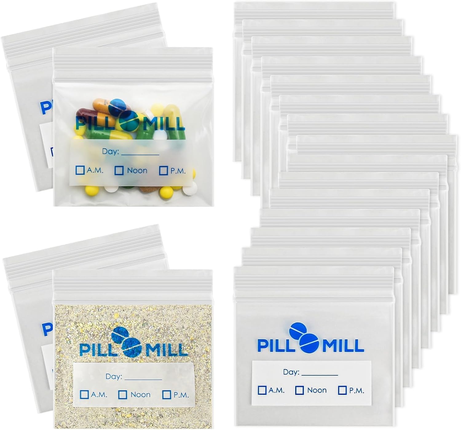 Bolsas para píldoras - Tamaño 3" x 2" - 3 Mil - Contenedor de píldoras organizador de medicinas diarias (paquete de 100)