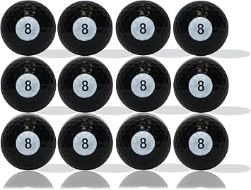 GBM Eight Ball Golf Balls Billiards Inspired 8 Ball Design Collectible and Playable Golf Balls for Tournaments, League Play and Unique Sports Fan Gifts, 12-Pack
